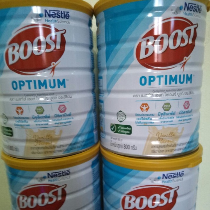 Boost Optimum 800g.x4กป บูสท์ ออปติมัม อาหารสูตรครบถ้วน มีเวย์โปรตีน สำหรับผู้สูงอายุ (แพค 4 กป)
