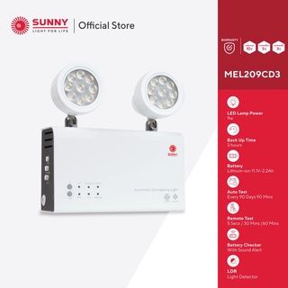 SUNNY โคมไฟฉุกเฉิน รุ่น MEL209CD3  LED 9W สำรองไฟได้นาน 3 ชม.| ระบบ Auto Test | ฟังก์ชัน Light Detector