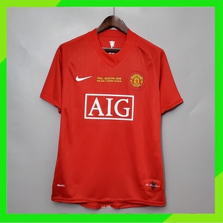 เสื้อกีฬาแขนสั้น ลายทีมชาติฟุตบอล MU 07-08 ชุดเหย้า สไตล์เรโทร