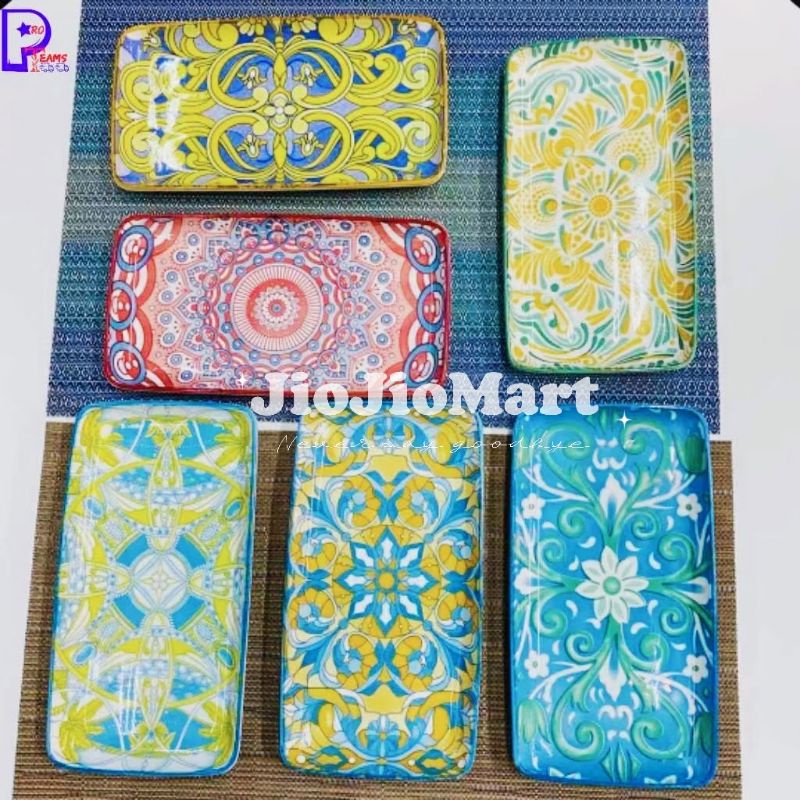 จานเซรามิกสไตล์โบฮีเมียน 23 ซม. แผ่นสี่เหลี่ยมผืนผ้า Shibam Shanpanine盘23 ซม.长方形 poke bowl ไมโครเวฟป