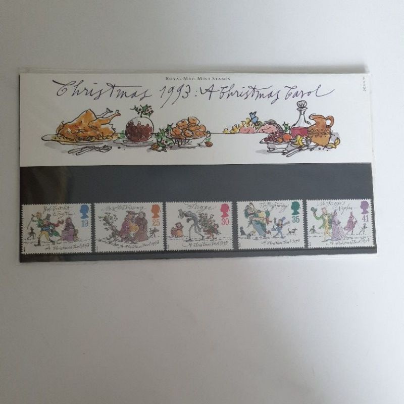 New Christmas 1993 : แสตมป์ Christmas Carol Royal Mail Mint 1 อันละ