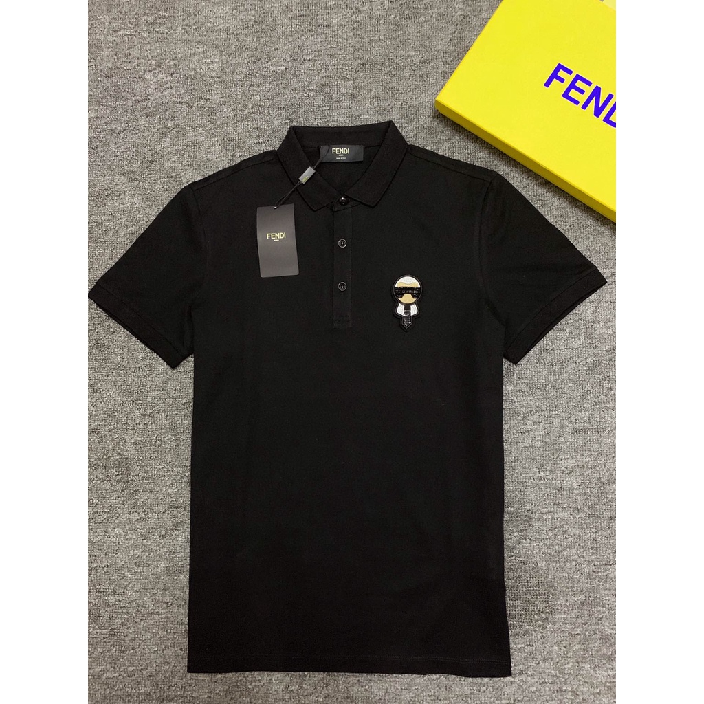 Fend1 Little Lafayette Little Monster Beaded เสื้อโปโล แขนห้าส่วน ผ้าฝ้ายแท้ ขนาดใหญ่ รับน้ําหนักได้ 110 กก. แฟชั่นฤดูร้อน สําหรับผู้ชาย 2021