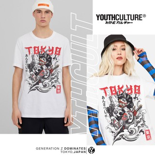 Youth Culture® t shirt Geisha Tokyo white t-shirt unisex trendy tee streetwearเสื้อยืด