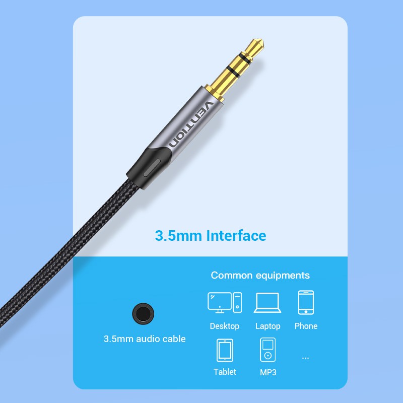 Vention 3 . 5 มม. To 2 RCA BCN สายสัญญาณเสียงหัวโลตัส อะแดปเตอร์สายเคเบิ้ลเสียง Male To Male สําหรับลําโพง Power Amplifier BCN
