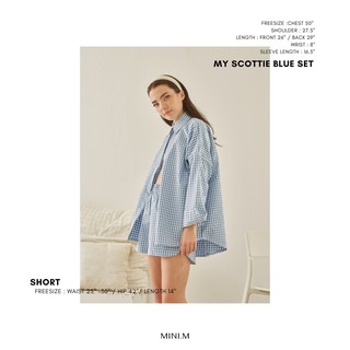 mini.m ชุดเข้าเซท My scottie Blue set Freesize( Shirt + Short pants )