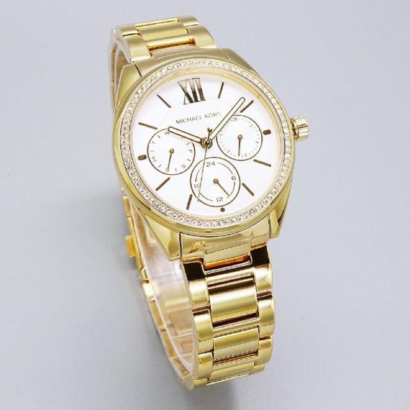 (ผ่อน0%) นาฬิกา Michael Kors Women's Janelle Multifunction Gold-Tone Stainless Steel Watch MK7094 36 มม.สแตนเลส สีทอง