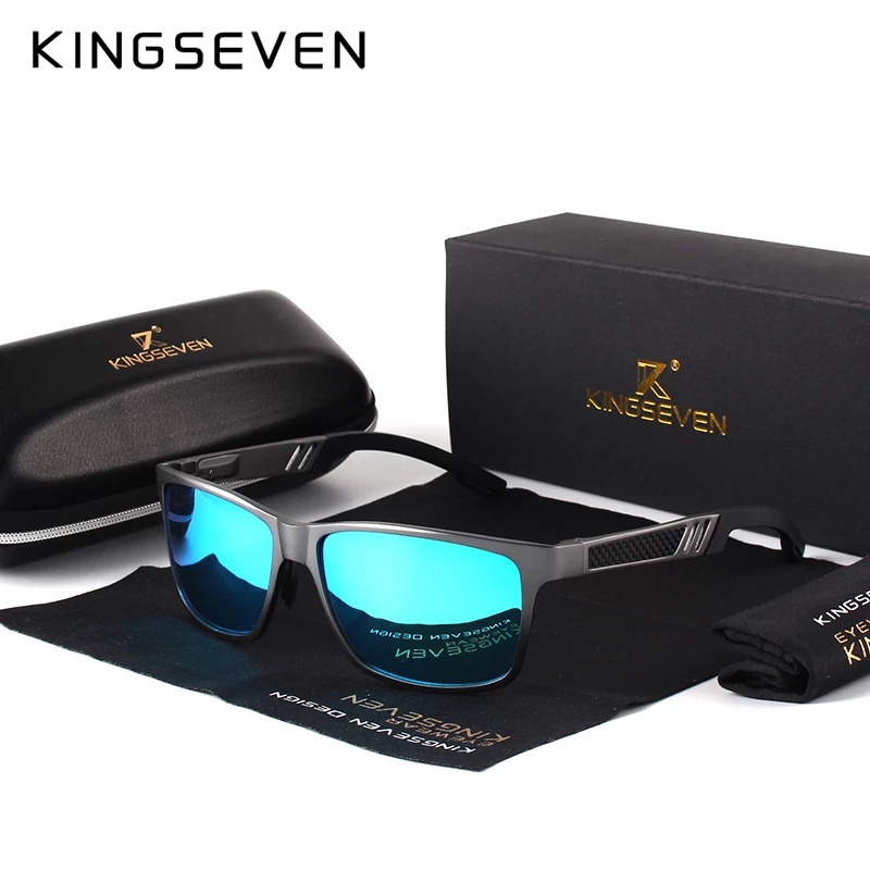 Kingseven แว่นตากันแดด เลนส์โพลาไรซ์ กรอบอลูมิเนียม แบบเต็ม สําหรับผู้ชาย
