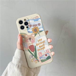 เคสโทรศัพท์มือถือ ซิลิโคนนิ่ม กันกระแทก ลายหมีดอกไม้ สําหรับ OPPO 7 PRO R15 R17 R11 RENO2 3 k7 4 5 PRO 6+ R9SP K9 S F