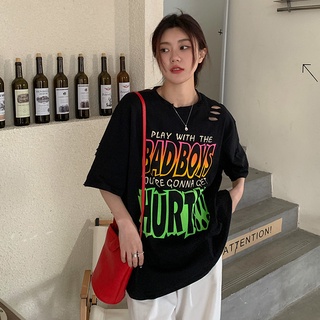 Suxi เสื้อยืดแขนสั้นลําลอง พิมพ์ลายตัวอักษร ทรงหลวม เข้ากับทุกการแต่งกาย แฟชั่นฤดูร้อน สไตล์สตรีท สําหรับผู้หญิง