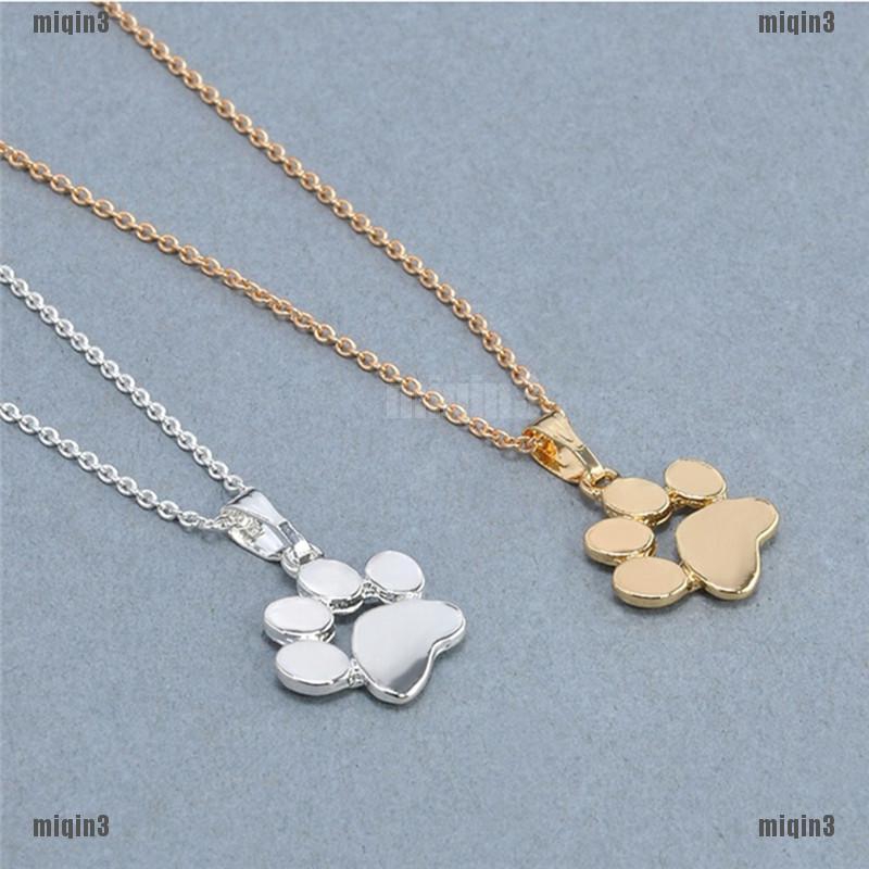 Women Fashion Cute Pets Dogs Footprints Cat Paw Pendant Chain Necklace Jewelry