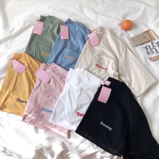 เสื้อยืดโอเวอร์ไซส์ ลาย วันปักกระเป๋า