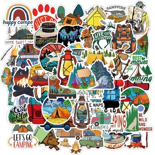 50PCS Travel Hiking Outdoor Surfing Wild Adventure Outside Camping Decal Stickers Pack for Phone Laptop Luggage Bike Car Sticker