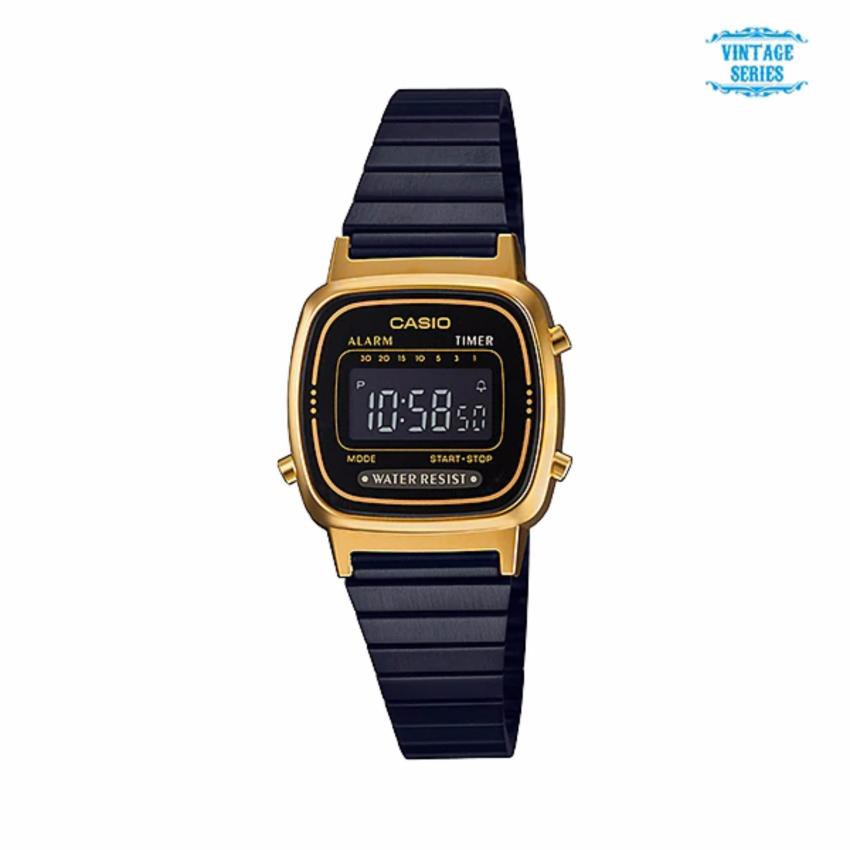 นาฬิกาคาสิโอ Casio Standard Digital Vintage Black-Gold LA670WEGB-1B