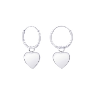 SILVER THAI        925 sterling silver heart hoop earrings ต่างหูรูปหัวใจ