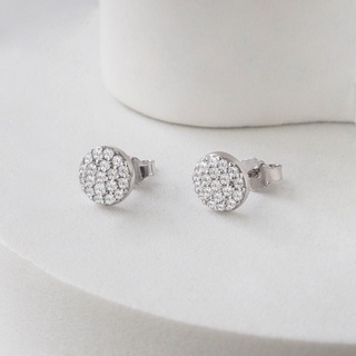 Silvermatters ต่างหูก้านคริสตัลเต็มดวง (Full Crystal Circle Stud Earrings)