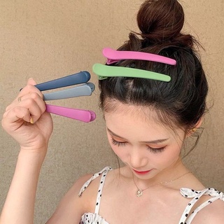 【Ready stock】Korean Colored Hairpin Women Cute Matte Bangs Clip Hairpin Non-marking Candy Color Duckbill Clip One Word Hairpin