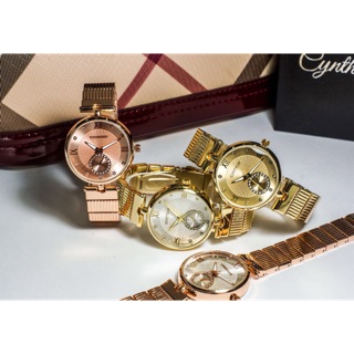 CYNTHIA สินค้าแท้ 100%นาฬิกาข้อมือผู้หญิง GOLD Stainless Strap