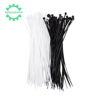 3mm x 150mm Auto Wire Push Cable Zip Tie Organizer White Black 100 Pcs