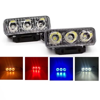 ไฟเดย์ไลท์ LED ไฟ DRL daytime running lights 3จุด กันน้ำ 100% 12V สีขาว สีแดง เหลือง สีน้ำเงิน