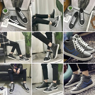 รองเท้าผ้าใบชายสไตล์แคชชวลในดีไซน์แนวหนังกลับ สุดคูลคู่นี้แต่งด้านหน้าด้วยแถบหนังที่กำลังอินเทรนด์ขนาด : 39 - 44ไซส์ปกติ