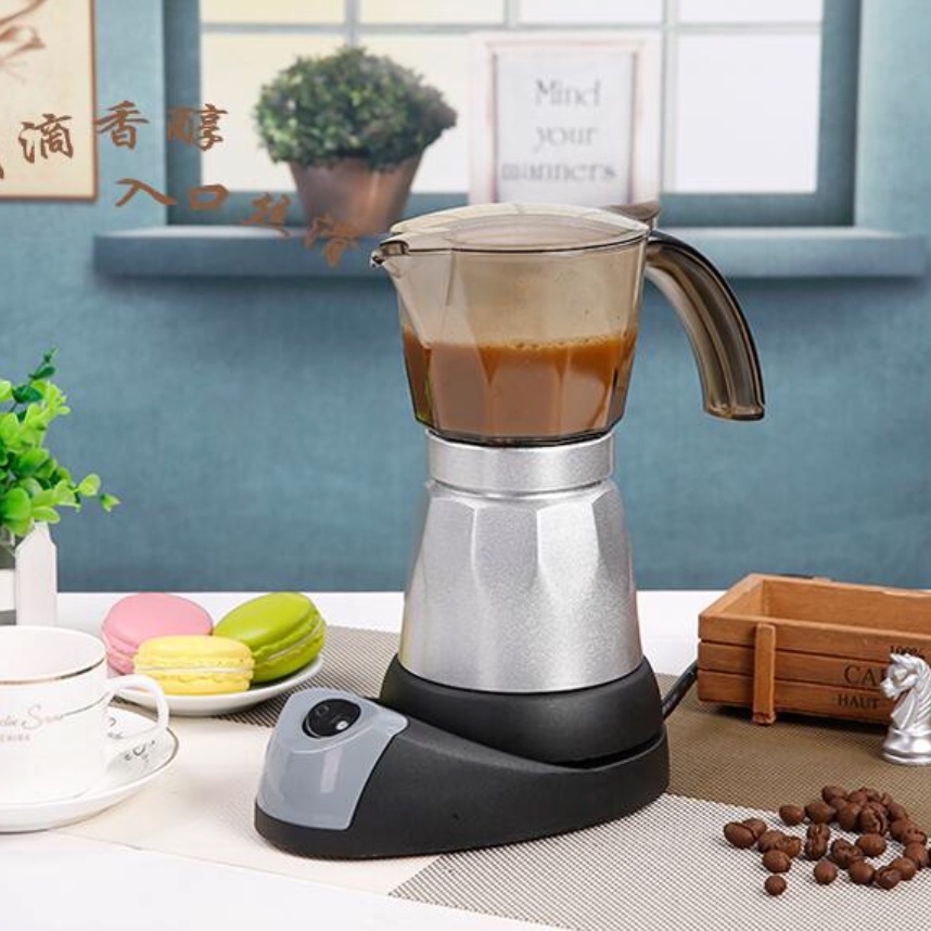 หม้อต้มกาแฟไฟฟ้า มอคค่าพอทไฟฟ้า เครื่องชงกาแฟ Electric Moka Pot