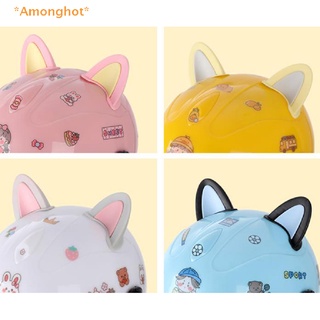 Amonghot&gt; ใหม่ อุปกรณ์เสริมหมวกกันน็อค ทรงหูแมวน่ารัก สําหรับตกแต่งรถจักรยานยนต์ 2 ชิ้น