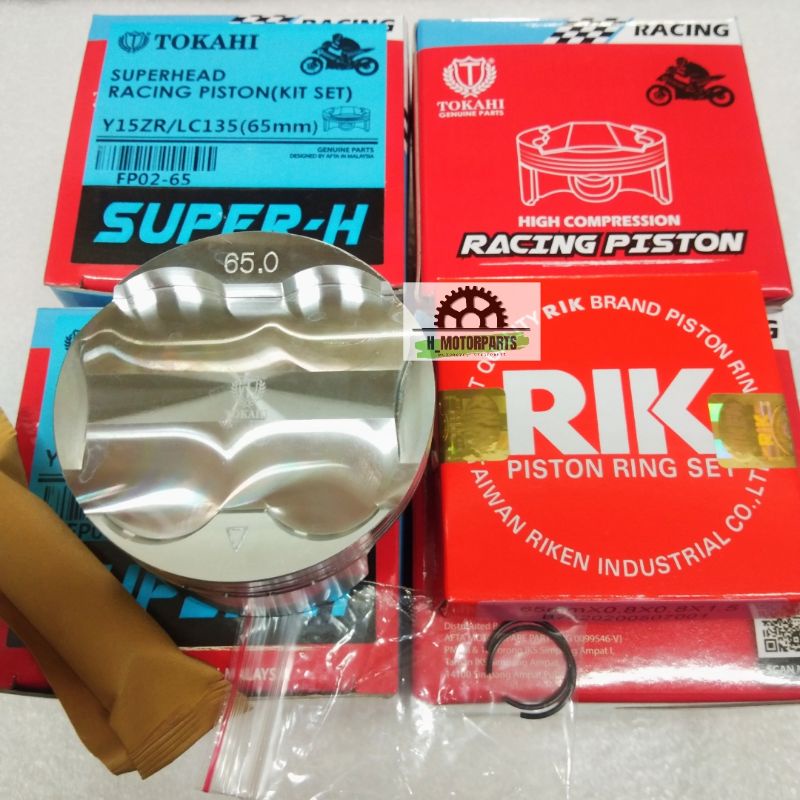 Racing ชุดลูกสูบปลอม Superhead TOKAHI LC135 Y15ZR FZ150 57 มม.โดม 62 มม. 63 มม.65 มม.66 มม.TAIKOM TOBAKI ESPADA สีแดง LEO