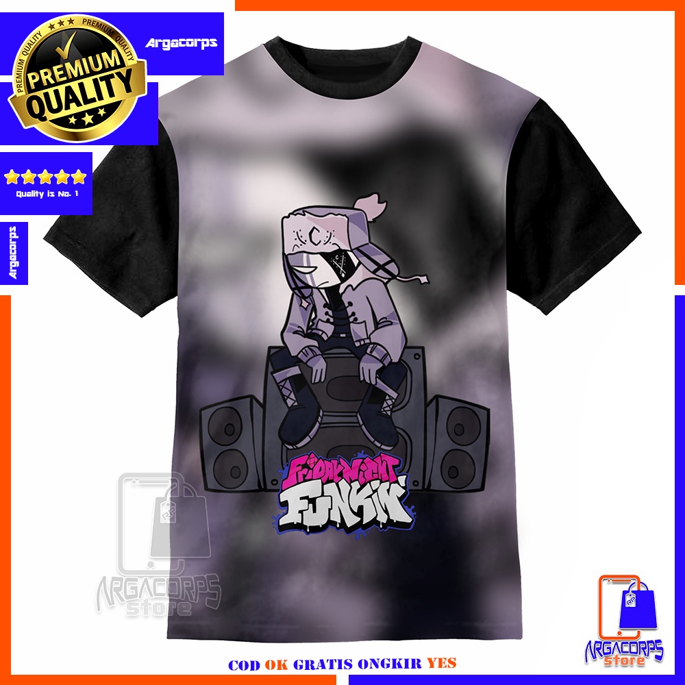 เสื้อยืดเด็ก 3D เสื้อผ้าเด็กพรีเมี่ยม Ruv Art 2 FNF Funkin AUG Distro Clothes - Argacorps Store