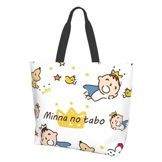 Sanrio Minna No Tabo กระเป๋าช้อปปิ้ง ทรงโท้ท ขนาดใหญ่ จุของได้เยอะ นํากลับมาใช้ใหม่ได้