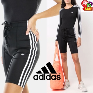 ADIDAS - ใหม่ กางเกงรัดรูปใส่ออกกำลังกาย/เต้น/ปั่นจักรยาน เอวสูง ADIDAS LACED HIGH-WAISTED SHORTS H15812 ADIDAS DESIGNED