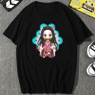 ROUND คอลูกเรือเสื้อยืดลําลอง แขนสั้น พิมพ์ลายอนิเมะ Demon Slayer Kimetsu No Yaiba ทรงหลวม สไตล์ญี่ปุ่น สําหรับผู้ชาย-4X