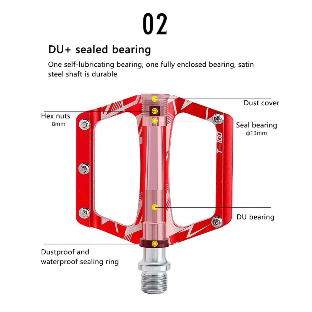 TOOPRE บันไดจักรยานอลูมิเนียมแบริ่ง มีปุ่มกันลื่น 268g/pair - รูปที่ 4
