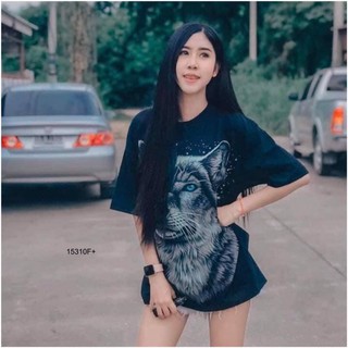 👗Pfashion [ส่งไว!!🚛] P15310 	เสื้อโอเวอร์ไซส์ลายหมาป่า Oversized wolf shirt