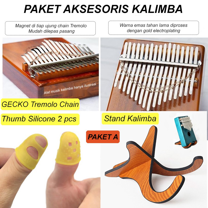 3 IN 1 แพคเกจ KALIMBA REMOLO โซ่ขาตั้งซิลิโคน GECKO KIMI MBIRA PURM อุปกรณ์เสริม