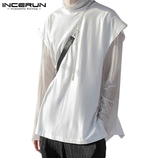 Incerun เสื้อกล้าม คอกลม แขนกุด สีพื้น ทรงหลวม ฤดูร้อน สําหรับผู้ชาย