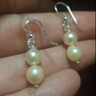 ต่างหูเงินแท้ 925 มุกแท้ประกายสวย (Natural pearl earrings)