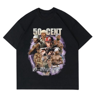 เสื้อยืดสีขาวเสื้อยืด พิมพ์ลาย BOOTLEG RAP 50 CENT | เสื้อยืด ลาย VINTAGE | เสื้อยืด ขนาดใหญ่ สีดํา | สีขาว | ชุดเสื้อผ้