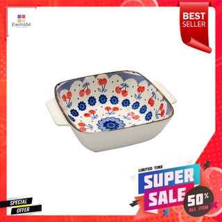 ชามเหลี่ยม2หู 5" KECH BLUE CUTESQUARE-SHAPED CERAMIC BOWL WITH 2 HANDLES 5" KECH BLUE CUTE