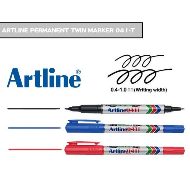 Artline 041T Twin Tip ปากกามาร์กเกอร์ถาวร Fine & Super Fine