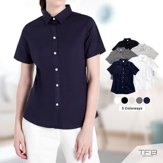 เสื้อเชิ้ตผู้หญิง แขนสั้น สีกรม TFB Workwear