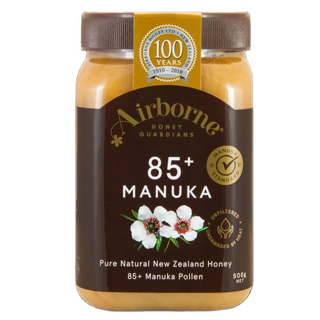 Airborne Honey Manuka 85 New Zealand Honey 500g.แอร์บอร์นน้ำผึ้งมานูก้า 85 อาหารเครื่องดื่ม ผลิตภัณฑ์ทาขนมปัง