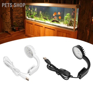 Pets Shop คลิปไฟ Led 12 ดวง 5W 5V ปรับมุมได้ ความสว่างสูง สีขาว ฟ้า สําหรับตู้ปลา