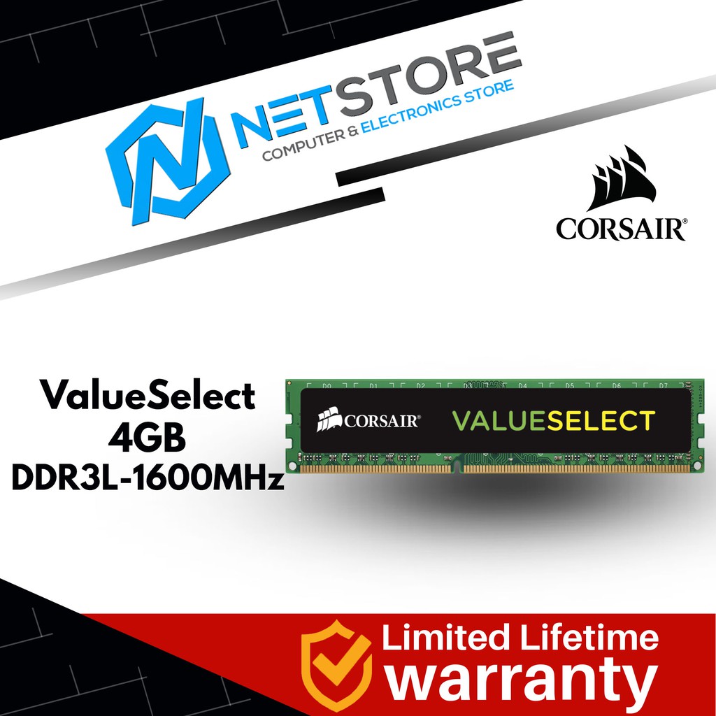CORSAIR VALUE SELECT 4GB DDR3L 1600Mhz - CMV4GX3M1C1600C11