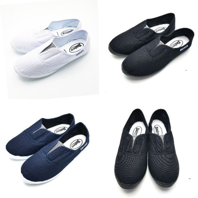 รองเท้าผ้าใบแบบสวม ทรงบัดดี้ สีขาว ดำ กรม 35-43