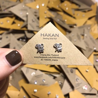 ต่างหู ตุ้มหูเงินแท้ 92.5 ช้าง3 Elephant Real Silver Sterling Earring