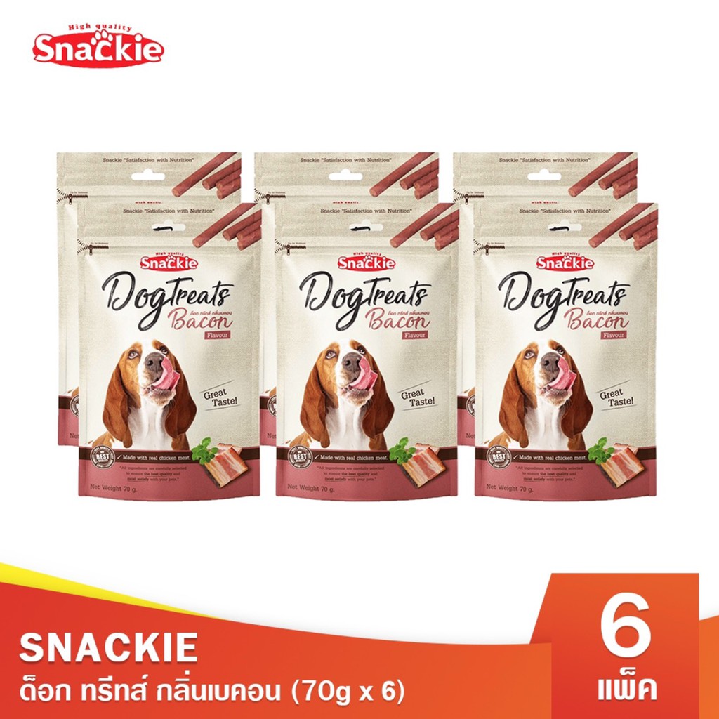 Snackie ด็อกทรีทส์ กลิ่นแซลมอน 70g x12 ขนมสุนัข ขนมหมา ทรีทส์สุนัข