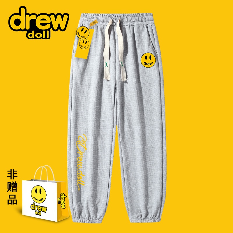 Drew Co-Branded กางเกงวอร์มขายาวลําลอง ทรงหลวม ทรงตรง ลายหน้ายิ้ม แนวสตรีท สําหรับผู้ชาย และผู้หญิง ราคา ถูกที่สุด ดีลบีเคเค แกลเลอรีภาพที่ 7