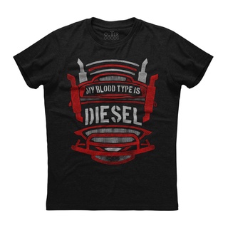 เสื้อยืดแขนสั้น ผ้าฝ้าย พิมพ์ลาย My Blood Type Is Diesel สีดํา สําหรับผู้ชาย HPfpdm29FIipll86Size S-5XL