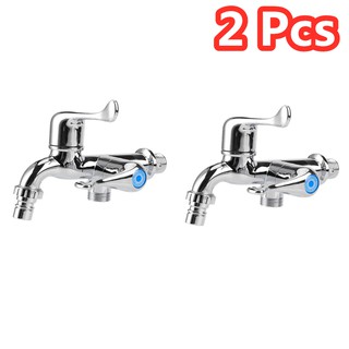 ABS Washing Machine Faucet Sink Basin Water Tap with Double Spout&amp;Handle G1/2 Tail HandleLS-011