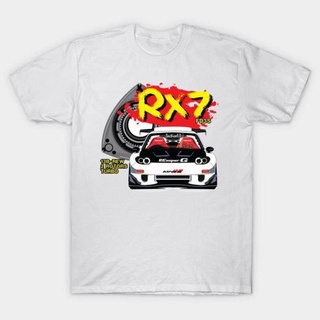 Wanyg เสื้อยืดลําลอง แขนสั้น คอกลม พิมพ์ลายรถแข่ง Tokyo Drift Mazda Rx7 Rotary Racing Cars Street Racing สําหรับผู้ชาย ข